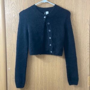 Black, fuzzy, cropped sweater. Barely worn, size XS!